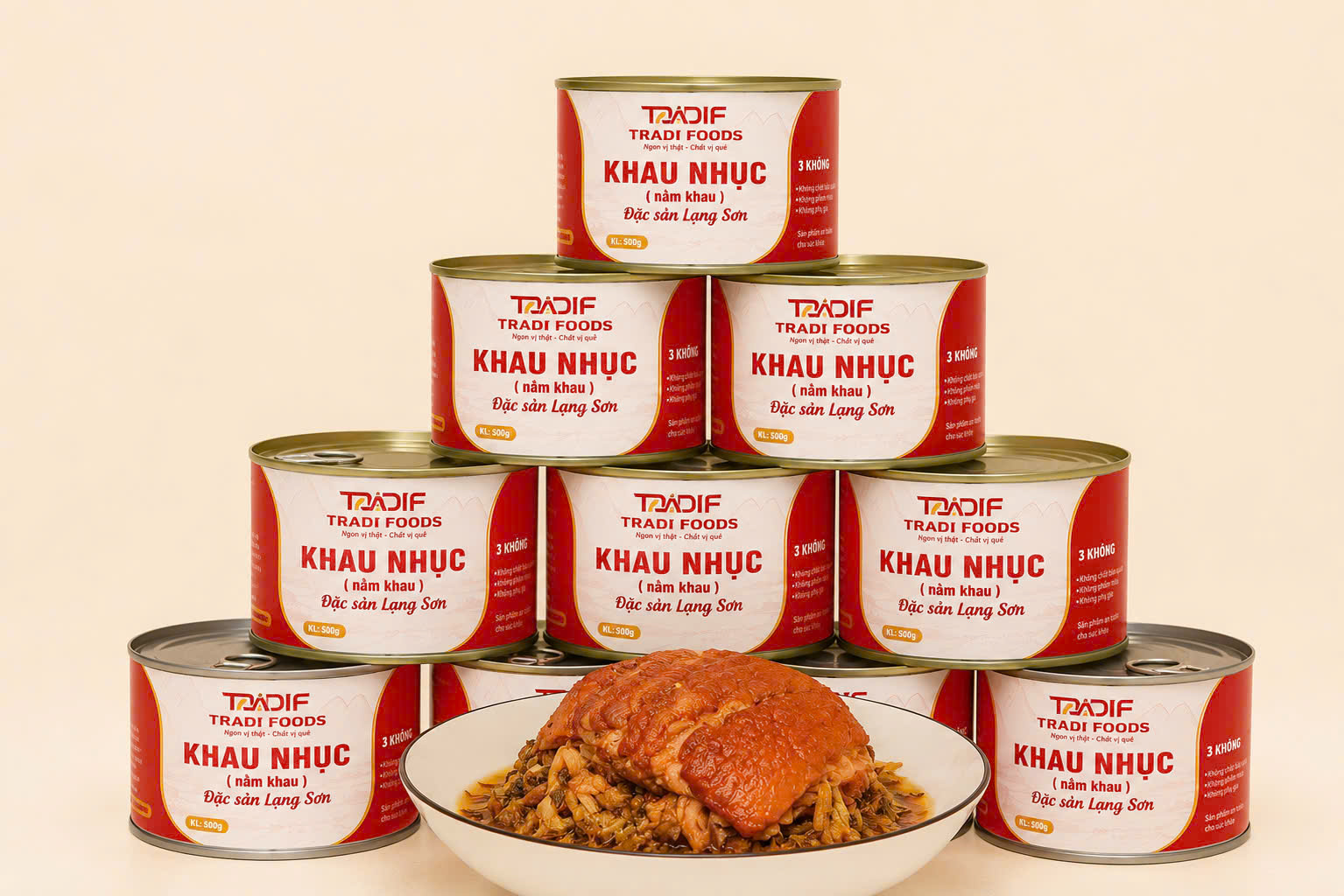 Khau nhục đóng lon TRADI FOODS